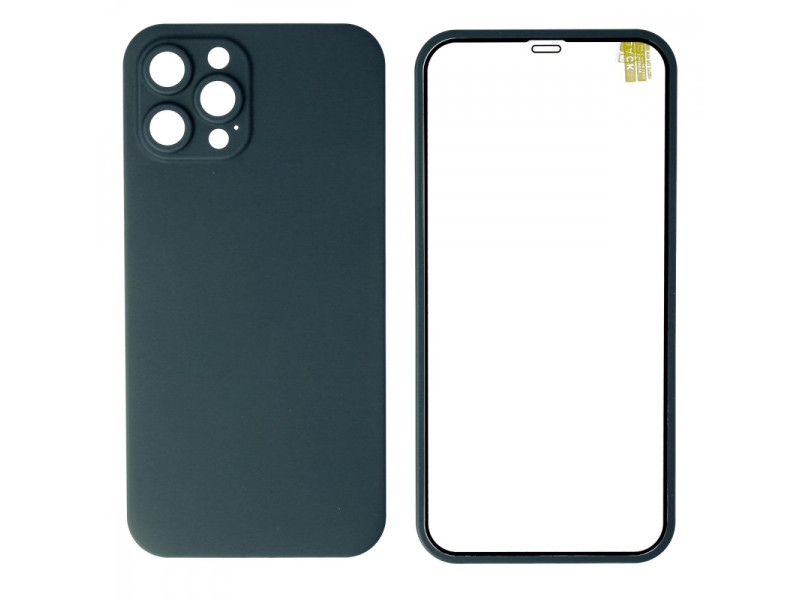 Newface iPhone 12 Pro Max Kılıf 360 Mat Full Body Silikon Kapak - Açık Mavi