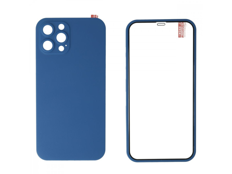 Newface iPhone 12 Pro Max Kılıf 360 Mat Full Body Silikon Kapak - Mavi