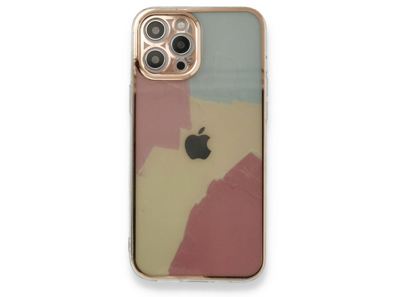 Newface iPhone 12 Pro Max Kılıf Çiçekli Silikon - Buz Mavi