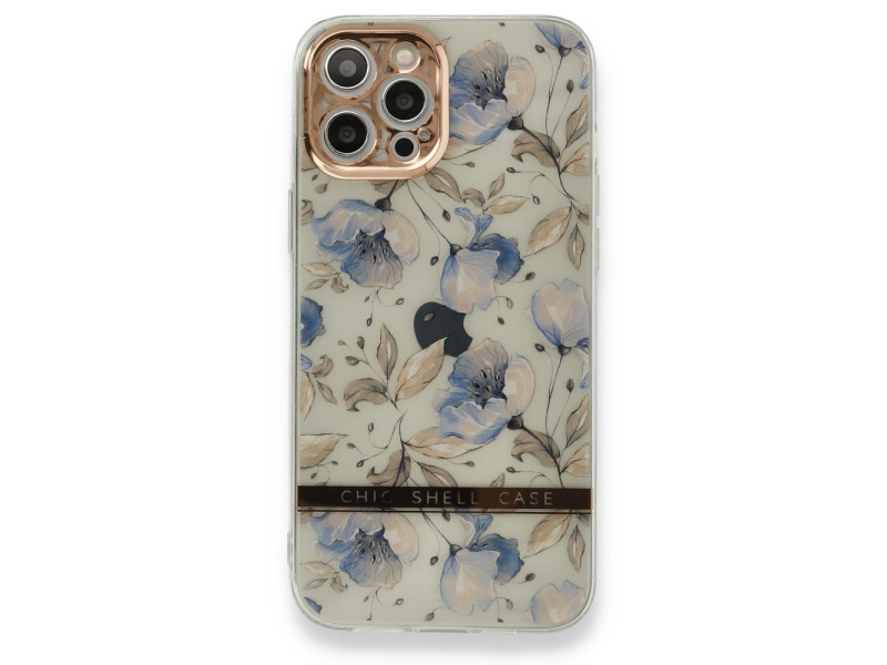 Newface iPhone 12 Pro Max Kılıf Çiçekli Silikon - Lila