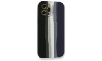 Newface iPhone 12 Pro Max Kılıf Ebruli Lansman Silikon - Siyah-Lacivert
