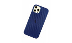 Newface iPhone 12 Pro Max Kılıf Karbon PP Silikon - Mavi