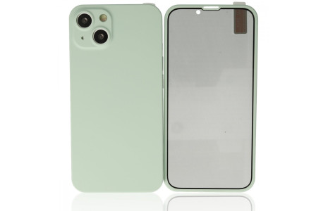 Newface iPhone 13 Kılıf 360 Hayalet Full Body Silikon Kapak - Açık Yeşil