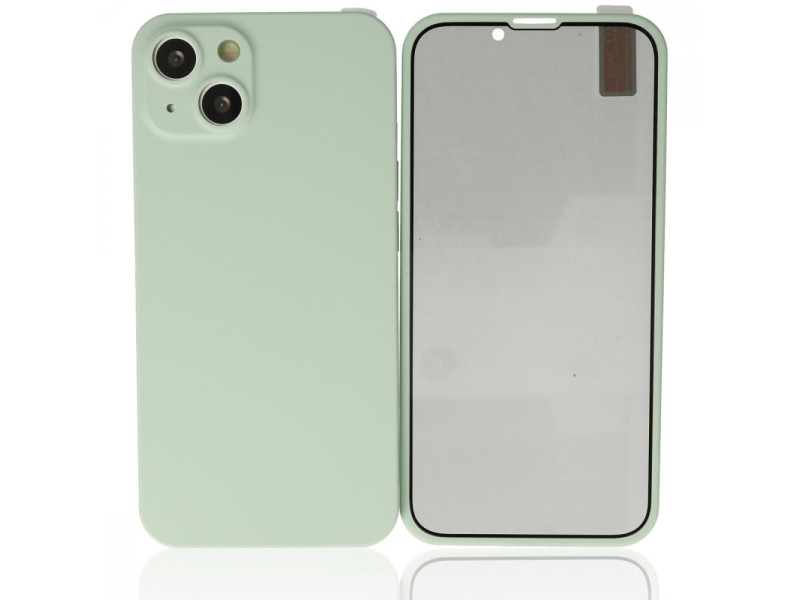 Newface iPhone 13 Kılıf 360 Hayalet Full Body Silikon Kapak - Açık Yeşil