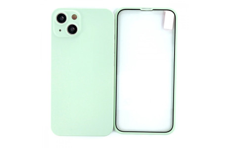 Newface iPhone 13 Kılıf 360 Mat Full Body Silikon Kapak - Açık Yeşil
