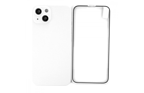 Newface iPhone 13 Kılıf 360 Mat Full Body Silikon Kapak - Beyaz