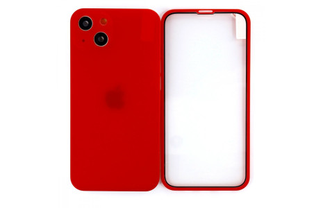 Newface iPhone 13 Kılıf 360 Mat Full Body Silikon Kapak - Kırmızı