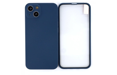Newface iPhone 13 Kılıf 360 Mat Full Body Silikon Kapak - Mavi