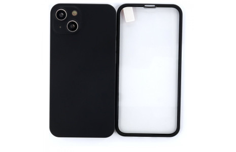 Newface iPhone 13 Kılıf 360 Mat Full Body Silikon Kapak - Siyah