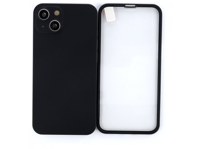 Newface iPhone 13 Kılıf 360 Mat Full Body Silikon Kapak - Siyah