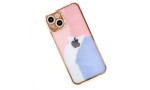Newface iPhone 13 Kılıf Çiçekli Silikon - Pembe-Mavi
