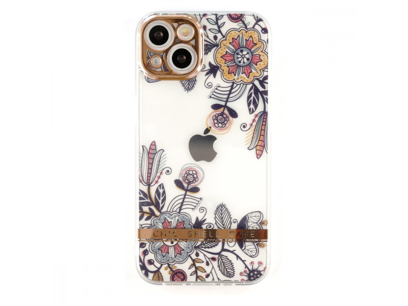 Newface iPhone 13 Kılıf Çiçekli Silikon - Siyah