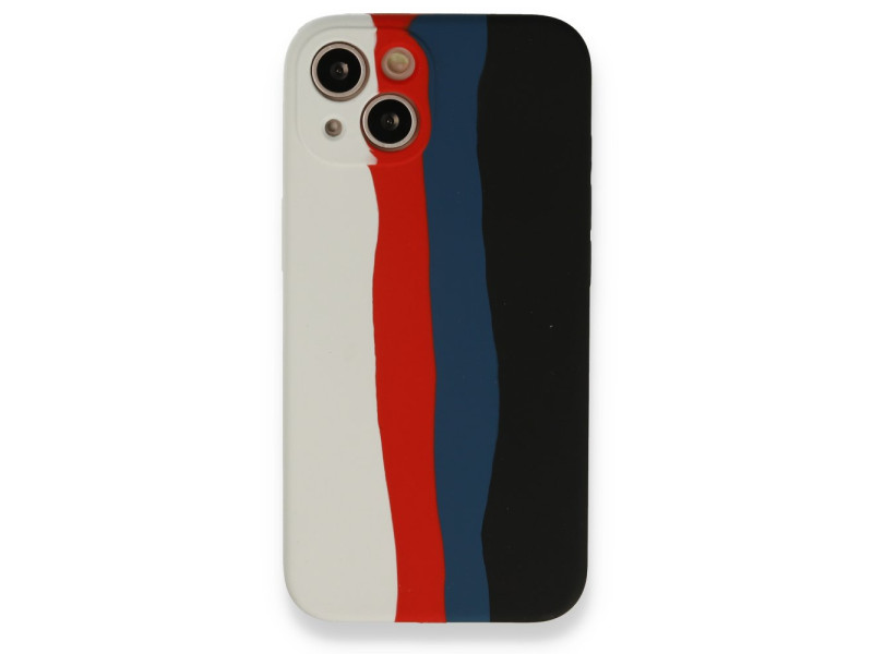 Newface iPhone 13 Kılıf Ebruli Lansman Silikon - Beyaz-Siyah