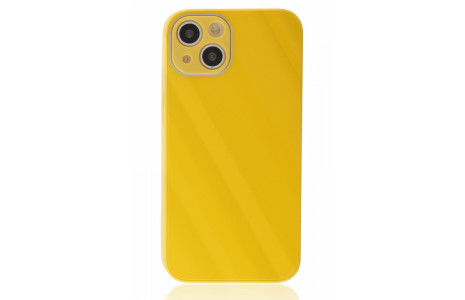 Newface iPhone 13 Kılıf Glass Kapak - Sarı
