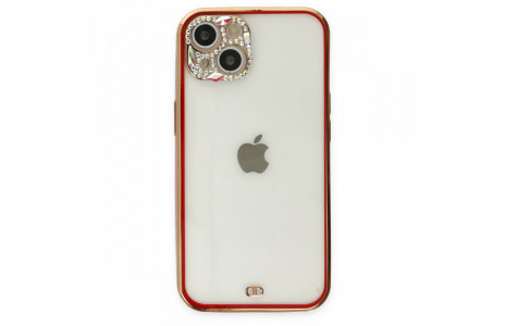Newface iPhone 13 Kılıf Liva Taşlı Silikon - Kırmızı
