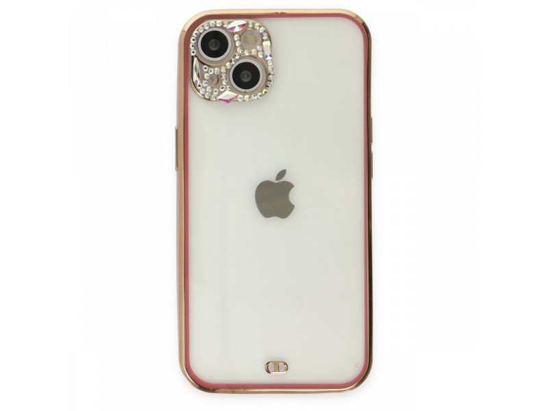 Newface iPhone 13 Kılıf Liva Taşlı Silikon - Pembe