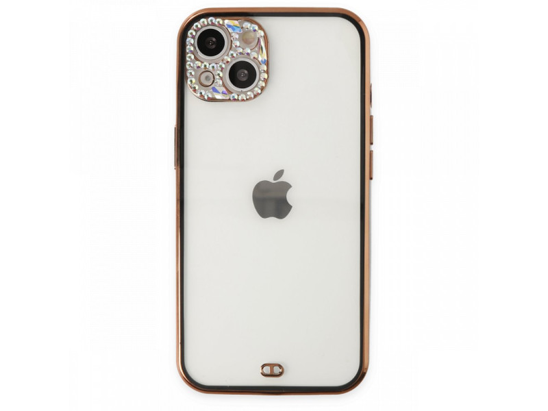 Newface iPhone 13 Kılıf Liva Taşlı Silikon - Siyah