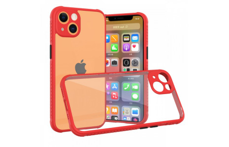 Newface iPhone 13 Kılıf Miami Şeffaf Silikon - Kırmızı