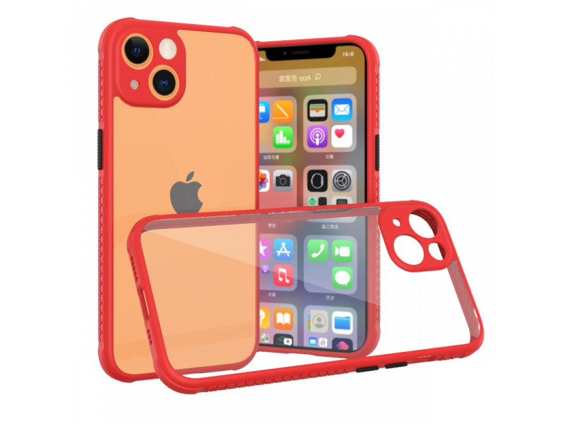 Newface iPhone 13 Kılıf Miami Şeffaf Silikon - Kırmızı