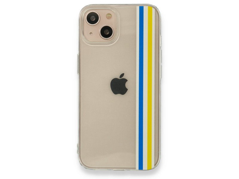 Newface iPhone 13 Kılıf Prime Silikon - Mavi-Sarı