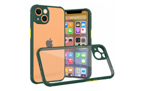 Newface iPhone 13 Mini Kılıf Miami Şeffaf Silikon - Koyu Yeşil