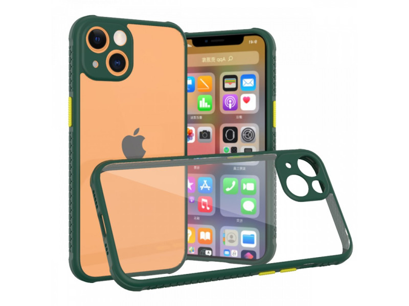 Newface iPhone 13 Mini Kılıf Miami Şeffaf Silikon - Koyu Yeşil