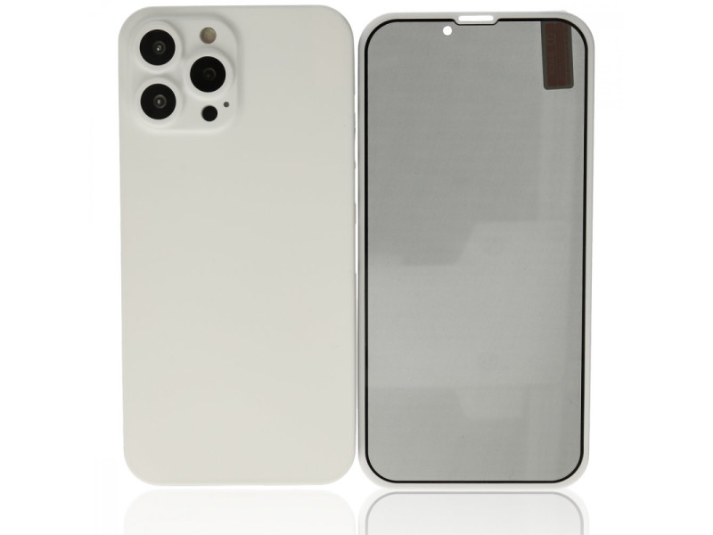 Newface iPhone 13 Pro Kılıf 360 Hayalet Full Body Silikon Kapak - Beyaz