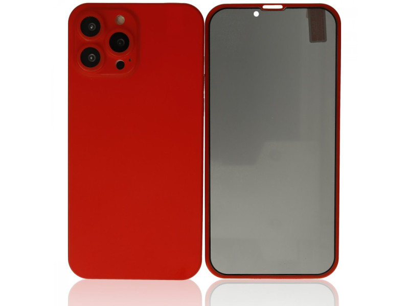 Newface iPhone 13 Pro Kılıf 360 Hayalet Full Body Silikon Kapak - Kırmızı