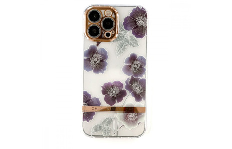 Newface iPhone 13 Pro Kılıf Çiçekli Silikon - Mor