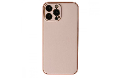 Newface iPhone 13 Pro Kılıf Coco Deri Silikon Kapak - Pudra