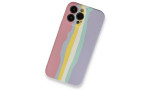 Newface iPhone 13 Pro Kılıf Ebruli Lansman Silikon - Pembe-Lila
