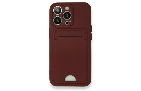 Newface iPhone 13 Pro Kılıf Kelvin Kartvizitli Silikon - Bordo