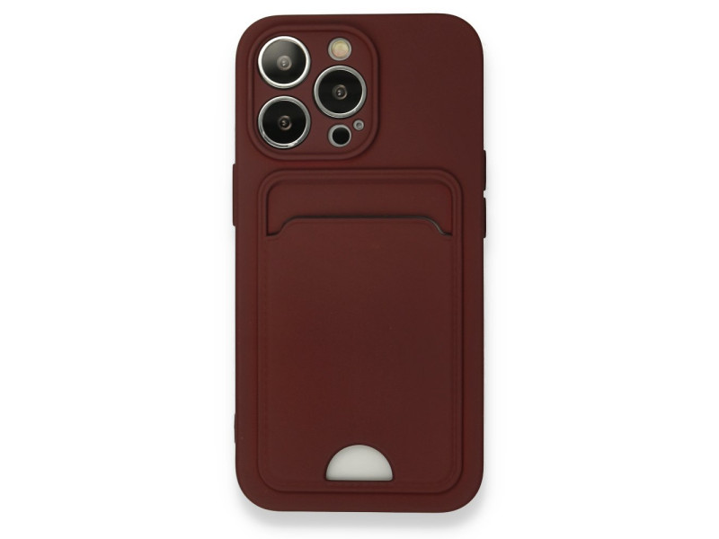 Newface iPhone 13 Pro Kılıf Kelvin Kartvizitli Silikon - Bordo