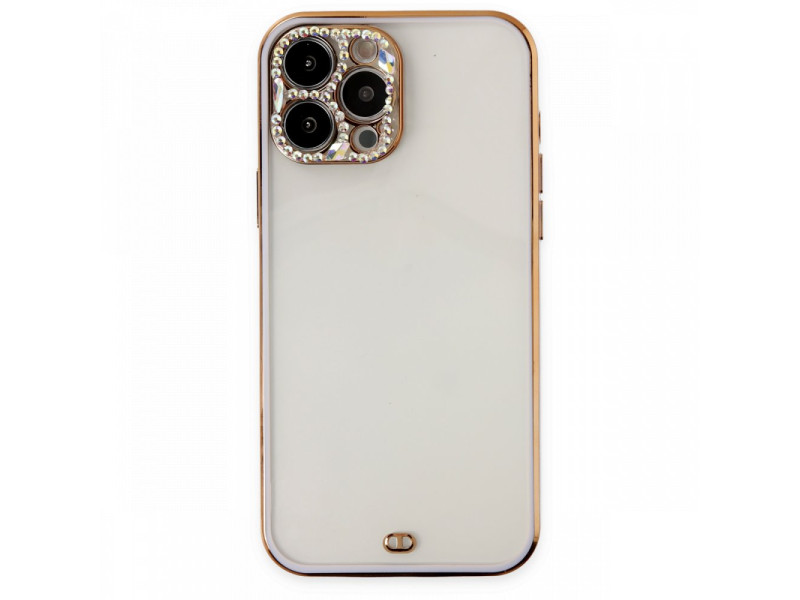 Newface iPhone 13 Pro Kılıf Liva Taşlı Silikon - Mor
