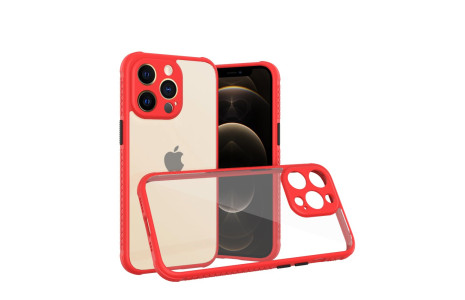 Newface iPhone 13 Pro Kılıf Miami Şeffaf Silikon - Kırmızı