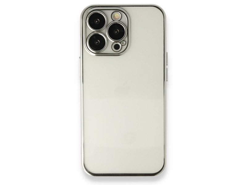 Newface iPhone 13 Pro Kılıf Razer Lensli Silikon - Gümüş