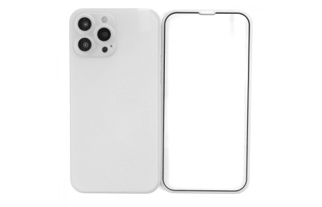 Newface iPhone 13 Pro Max Kılıf 360 Full Body Silikon Kapak - Beyaz