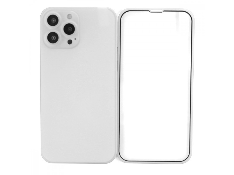 Newface iPhone 13 Pro Max Kılıf 360 Full Body Silikon Kapak - Beyaz