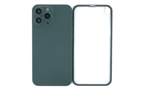 Newface iPhone 13 Pro Max Kılıf 360 Full Body Silikon Kapak - Yeşil