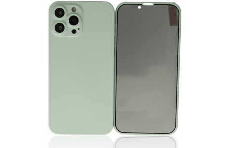 Newface iPhone 13 Pro Max Kılıf 360 Hayalet Full Body Silikon Kapak - Açık Yeşil