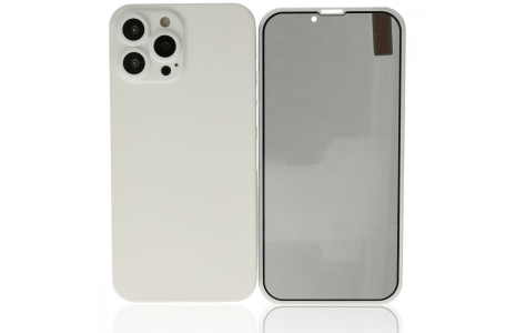 Newface iPhone 13 Pro Max Kılıf 360 Hayalet Full Body Silikon Kapak - Beyaz