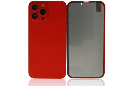 Newface iPhone 13 Pro Max Kılıf 360 Hayalet Full Body Silikon Kapak - Kırmızı
