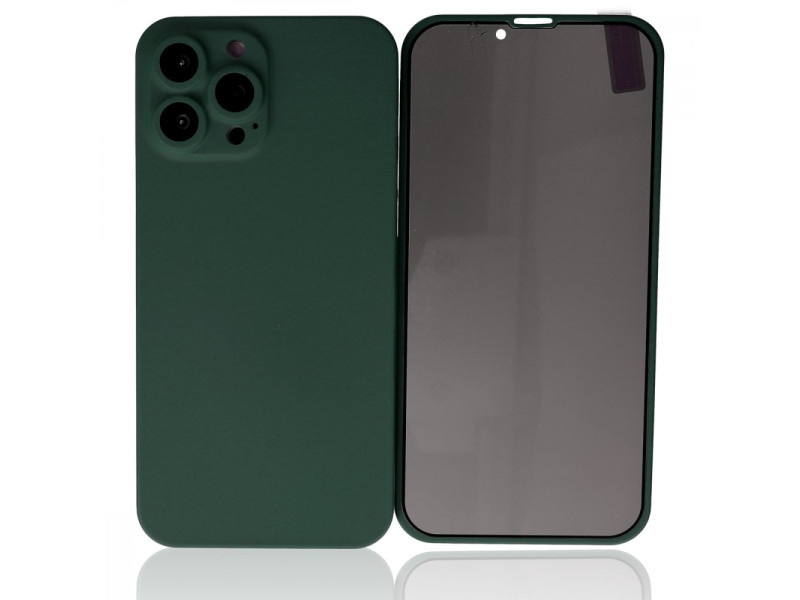 Newface iPhone 13 Pro Max Kılıf 360 Hayalet Full Body Silikon Kapak - Yeşil
