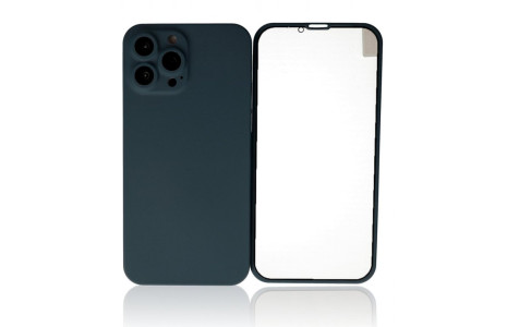 Newface iPhone 13 Pro Max Kılıf 360 Mat Full Body Silikon Kapak - Açık Mavi