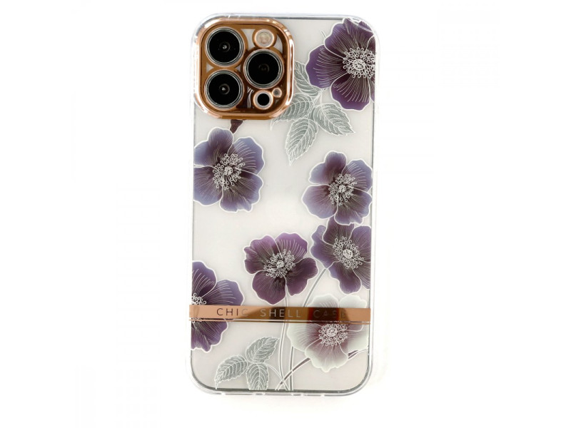 Newface iPhone 13 Pro Max Kılıf Çiçekli Silikon - Mor
