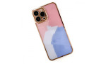 Newface iPhone 13 Pro Max Kılıf Çiçekli Silikon - Pembe-Mavi