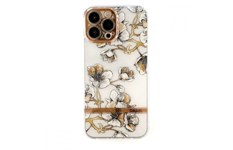Newface iPhone 13 Pro Max Kılıf Çiçekli Silikon - Pudra