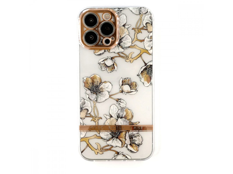 Newface iPhone 13 Pro Max Kılıf Çiçekli Silikon - Pudra