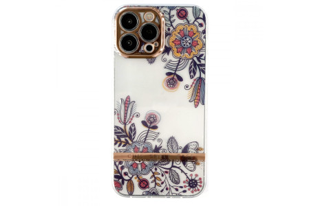 Newface iPhone 13 Pro Max Kılıf Çiçekli Silikon - Siyah
