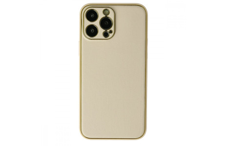 Newface iPhone 13 Pro Max Kılıf Coco Deri Silikon Kapak - Gold